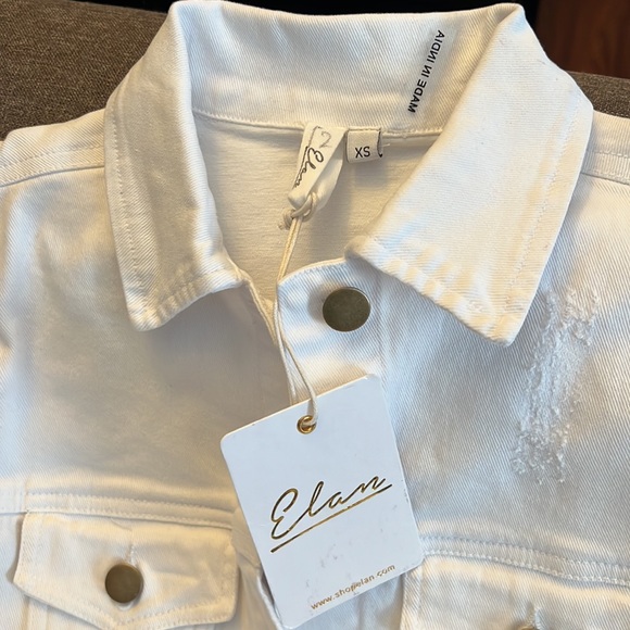 ELAN White Distressed Denim Button Up Belted Dress NWOT - Picture 7 of 12